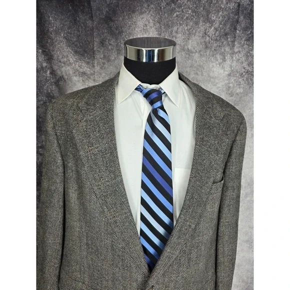 Hart Schaffner Marx Tweed Blazer Mens 48R Gray Wool Sports Coat Jacket 2 Buttons